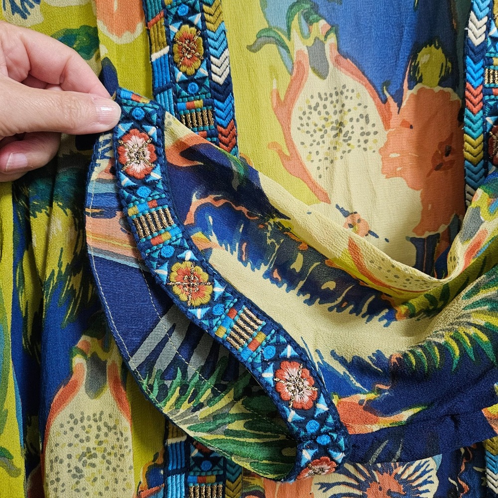 Vibrant Parrot Print Open Kimono Jacket - Multicolor - Picture 7 of 10